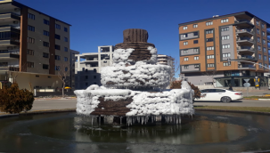 Şehir merkezinde süs havuzları dondu