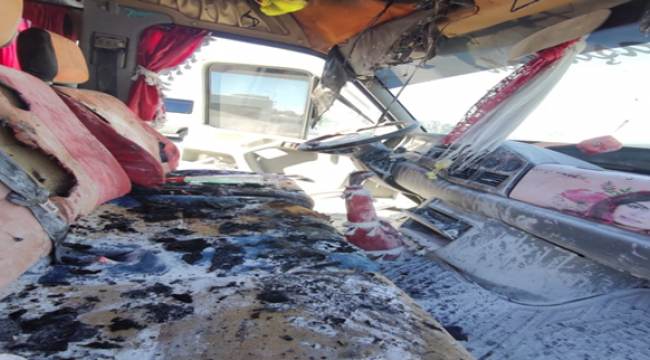 Yolcu minibüsünde yangın