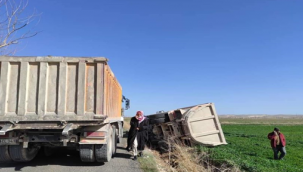Harran'da kamyon şarampole devrildi