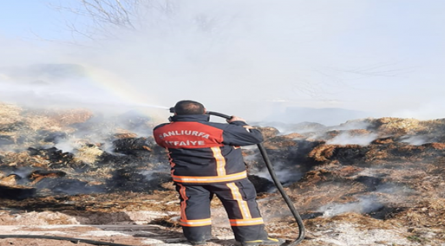 Şanlıurfa'da tonlarca saman balyası yandı