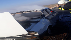 Urfa'da otomobil alev aldı