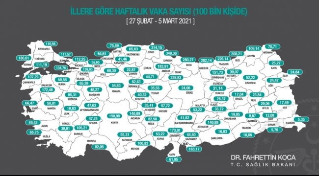 Güncel vaka haritası açıklandı! Urfa ne durumda