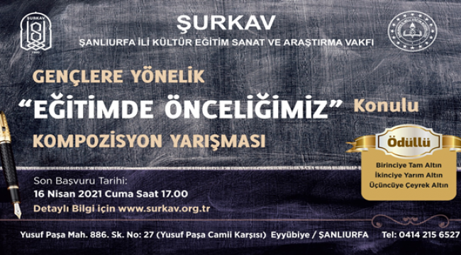 ŞURKAV'dan "eğitimde önceliğimiz" konulu kompozisyon yarışması