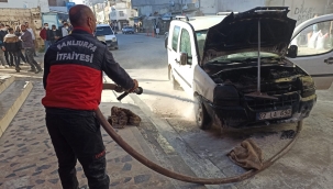 Suruç'ta park halindeki araç yandı