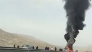 Urfa'da Yolcu otobüsü alev aldı