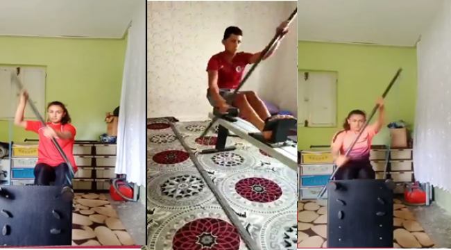 Şanlıurfalı sporcular dışarı çıkamayınca antrenman evde başladılar