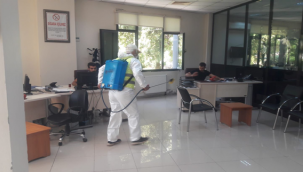 Viranşehir'de ortak kullanım alanları dezenfekte edildi