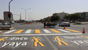 Akçakale Yolunda Yatay İşaretleme Çalışması