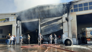 Şanlıurfa'da sanayi sitesinde çıkan yangında 2 vinç kül oldu