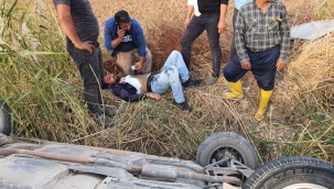 Urfa"da otomobil takla attı