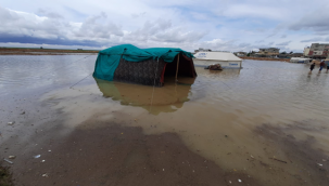 Akçakale'de Ağaç ikiye bölündü çadırlar su altında kaldı 