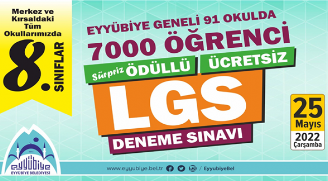 Eyyübiye Belediyesi'nden 7000 Öğrenciye Ödüllü LGS Denemesi