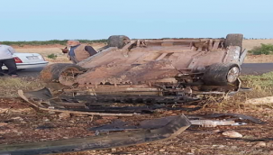 Urfa'da kontrolden çıkan araç takla attı