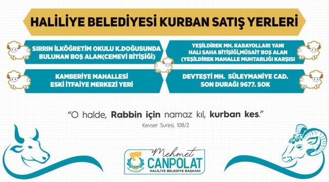 HALİLİYE'DE KURBAN SATIŞ VE KESİM YERLERİ BELİRLENDİ
