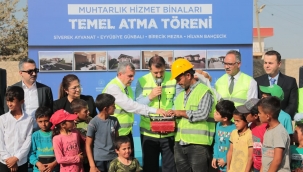 BAŞKAN BEYAZGÜL MUHTAR HİZMET BİNASI TEMEL ATMA TÖRENİNE KATILDI