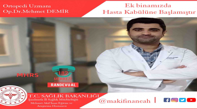 Haliliye ek hizmet binamızda ortopedi polikliniği hizmete açıldı