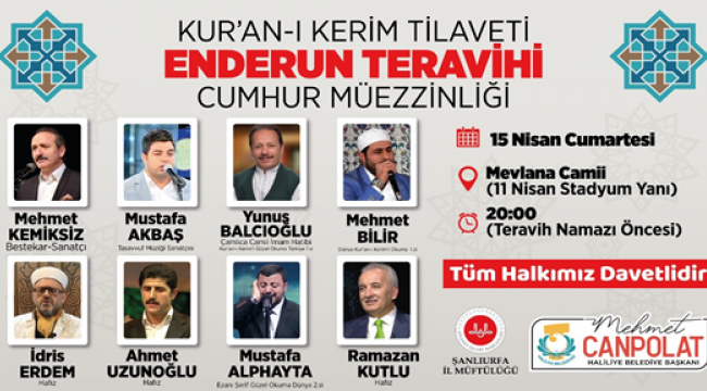 Haliliye'de Enderun Teravihi Geleneği Yaşatılacak