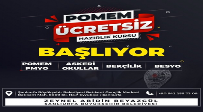 Büyükşehir'in Ücretsiz POMEM ve BESYO Kursları Başlıyor