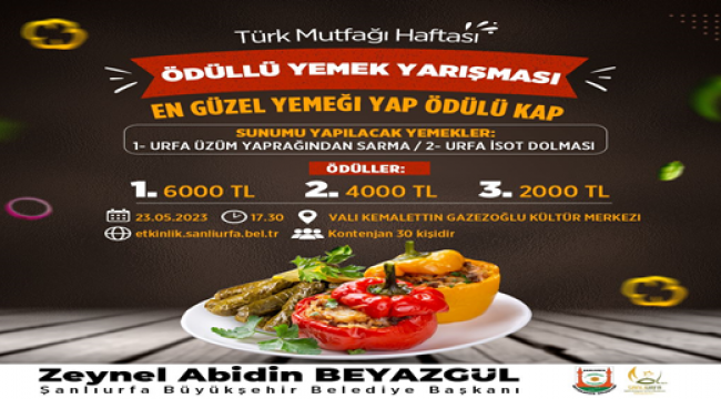 Gastronomi Şehri Şanlıurfa'da Büyükşehirden "Türk Mutfağı Yemek Yarışması"