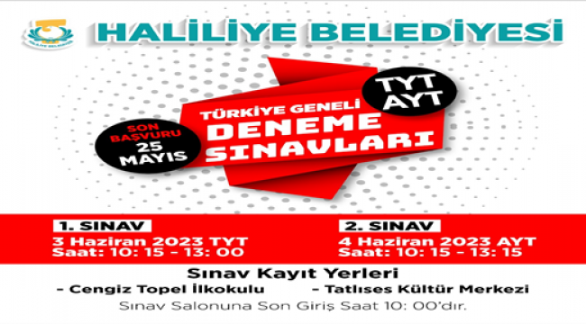 Haliliye Belediyesi, Türkiye Geneli Deneme Sınavı Düzenliyor