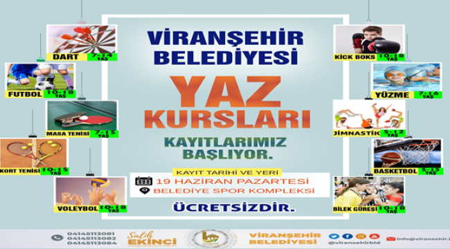 Viranşehir Belediyesi'nin Yaz Kursları Başlıyor 
