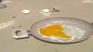 Tavada durduğu gibi durmadı! Şanlıurfa'da yumurta bakın nasıl pişti