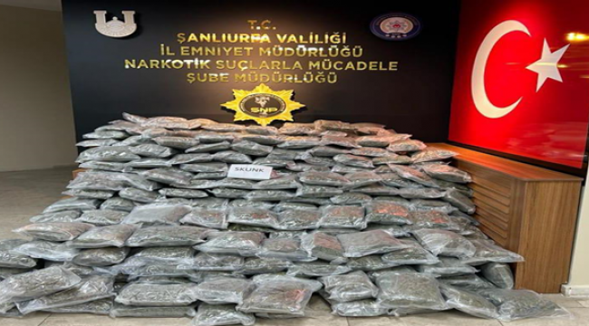 Durdurulan araçta 177 kilogram skunk ele geçirildi