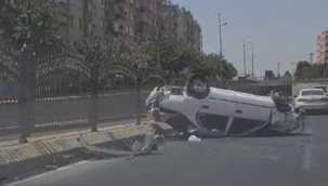 Urfa'da otomobil takla attı