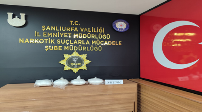 Şanlıurfa'da 2 kilo 800 gram skunk ele geçirildi