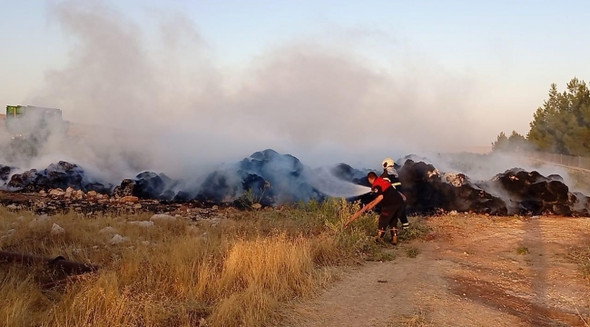 Urfa'da pamuk yüklü kamyon yandı 