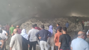 Harran"da fabrika yangınında yüzlerce ton pamuk kül oldu