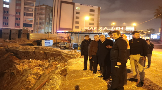 Başkan Beyazgül, kollektör hattındaki çalışmaları inceledi 