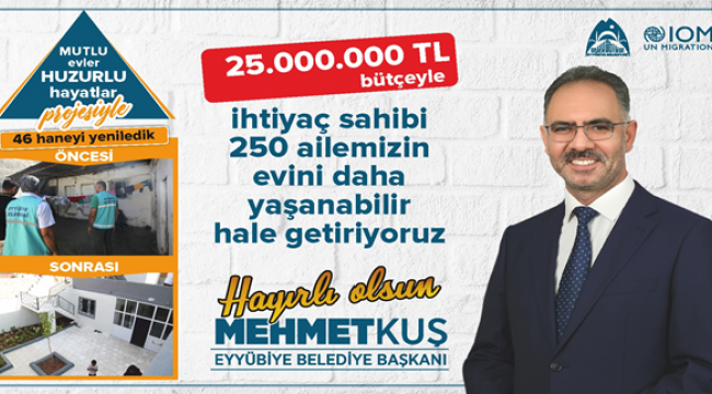 Eyyübiye'de 250 Aile daha huzura kavuşuyor
