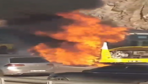 Şanlıurfa'da şehir içi yolcu otobüsü alev aldı