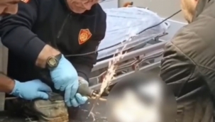 Şanlıurfa'da ayağına demir saplanan işçinin imdadına İtfaiye yetişti 