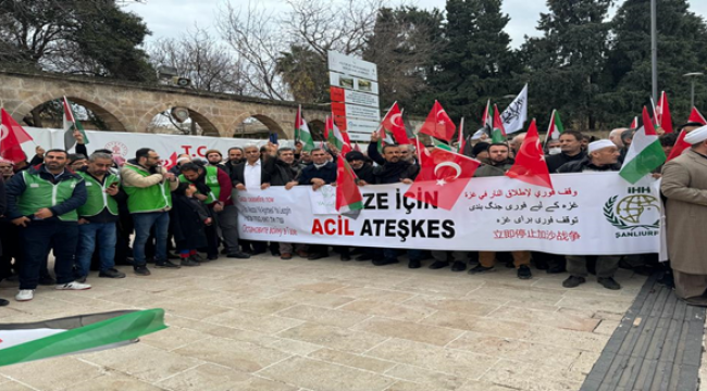 Şanlıurfa'da İsrail'in Gazze saldırıları ile terör örgütü PKK protesto edildi