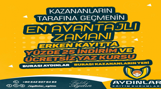 Aydınlar eğitim kurumunda öğrenci olmanın tam zamanı: Yüzde 25 indirim