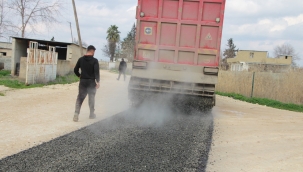 Harran Ahmetkara'da asfalt çalışmaları başladı