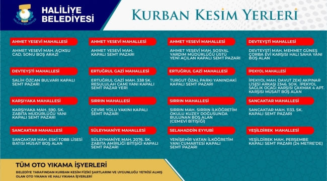 Haliliye'de kurban satış ve kesim yeri belirlendi 