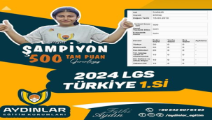 Türkiye birincisi yine Aydınlar Eğitim Kurumundan 