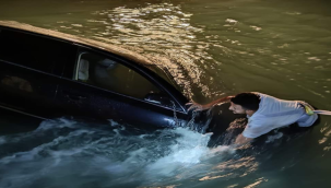 Haliliye'de araba sulama kanalına uçtu