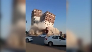 Siverek'te 17 katlı bina kontrolü bir şekilde yıkıldı