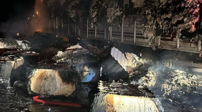 Şanlıurfa'da pamuk yüklü tır yandı 