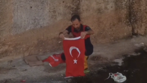 Şanlıurfa İtfaiyesi bayrak için harekete geçti