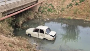 Suruç'ta otomobil sulama kanalına düştü