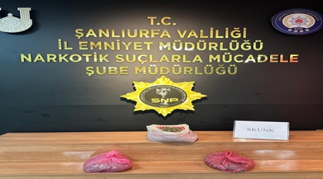 Şanlıurfa'da 2 kilo 450 gram skunk maddesi ele geçirildi