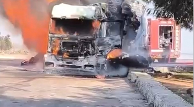 Suruç yolunda cayır cayır yandı