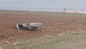 Suruç yolunda otomobil takla attı!