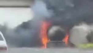 Suruç yolunda tır  alev aldı