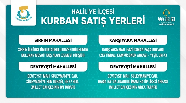 Haliliye'de Kurban Satış Ve Kesim Yerleri Belirlendi
